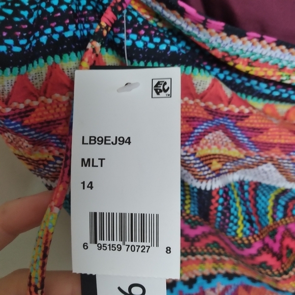 La Blanca Multicolor Aztec Print Side Tie Bikini Bottoms Size 14 New with Tags - Picture 6 of 10